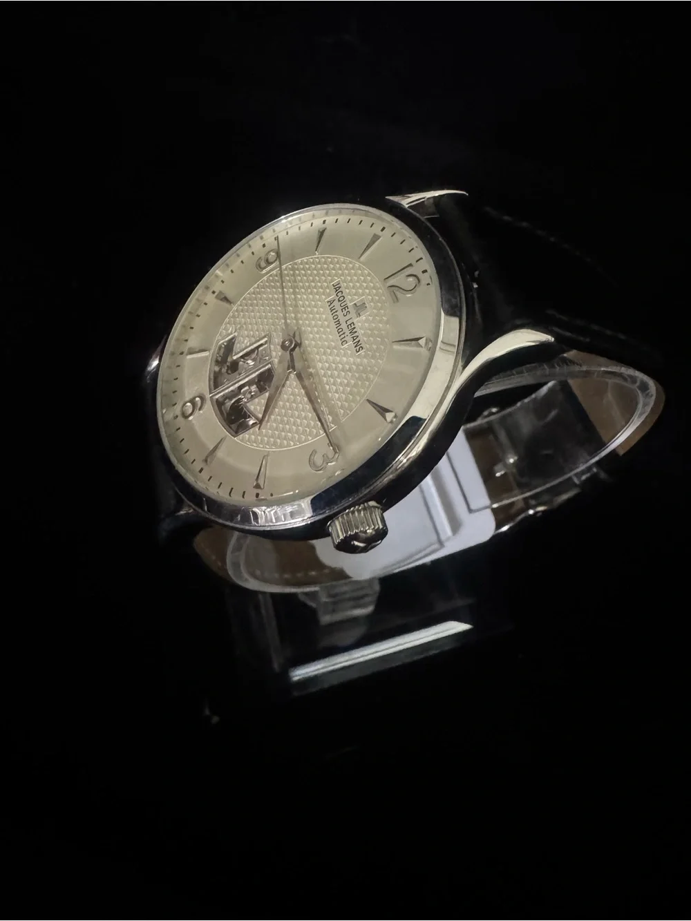 Jacques Lemans Silver and Black Automatic Men's Watch